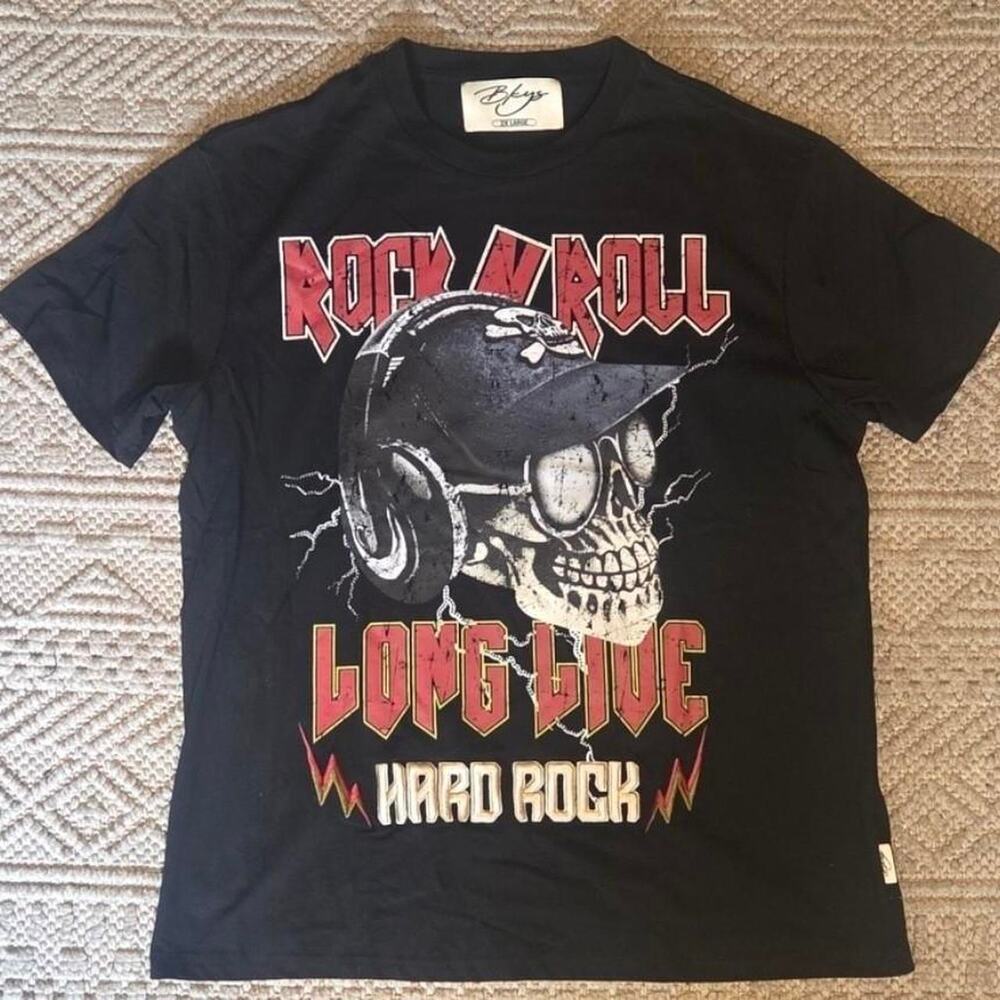 BKYS Rock N Roll Graphic T-Shirt Black 2XL Skull Hard Rock Streetwear NWOT